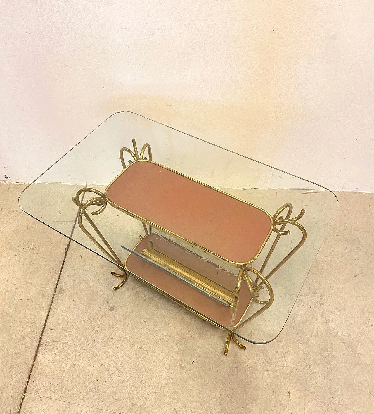 Glass and brass coffee table, 1950s 1213952