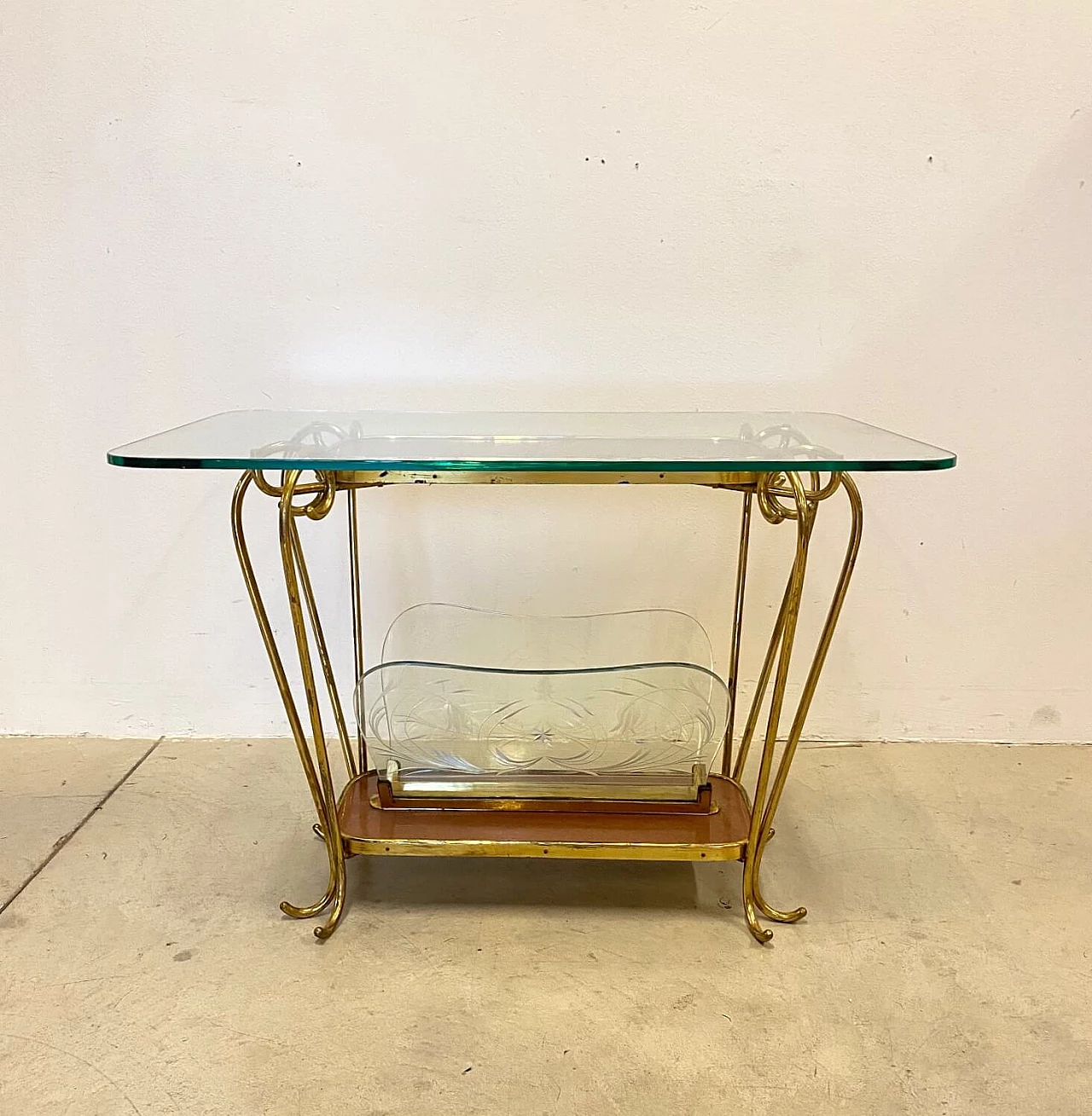 Glass and brass coffee table, 1950s 1213954