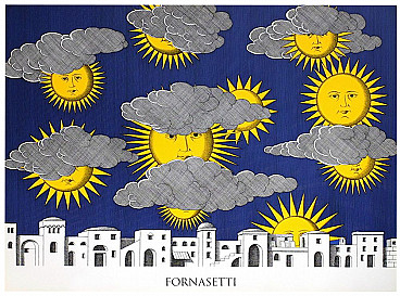 Lithograph by Piero Fornasetti, Sun of Capri, 1993