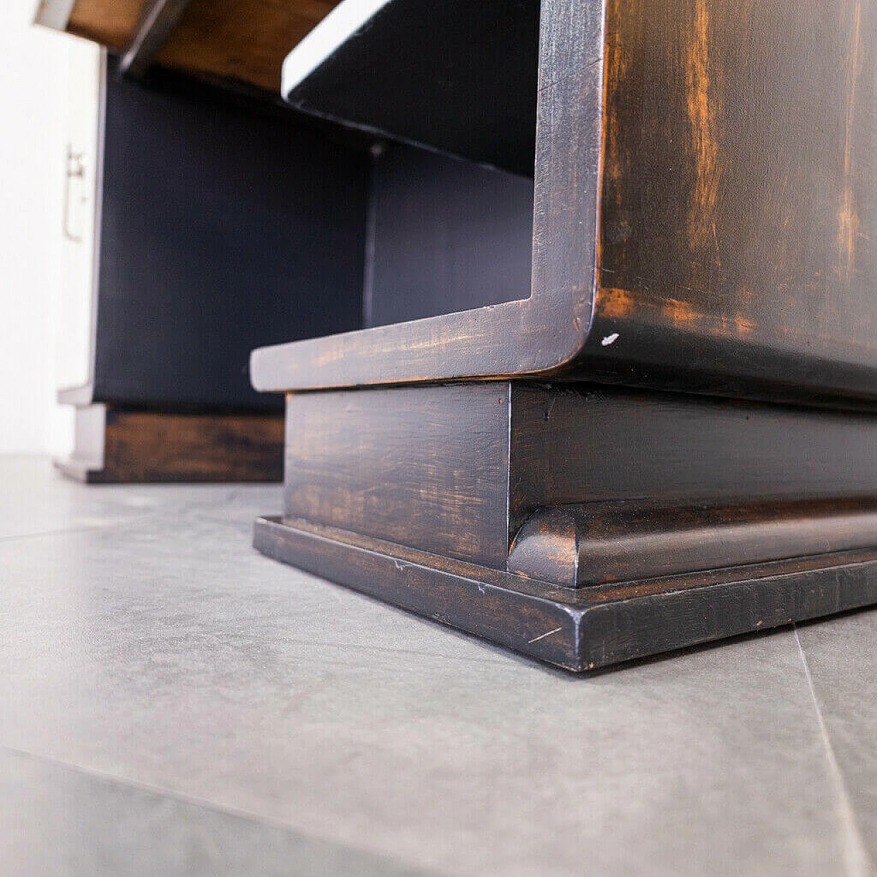 Ministerial Decò style desk in restored wood, 40s 1214139