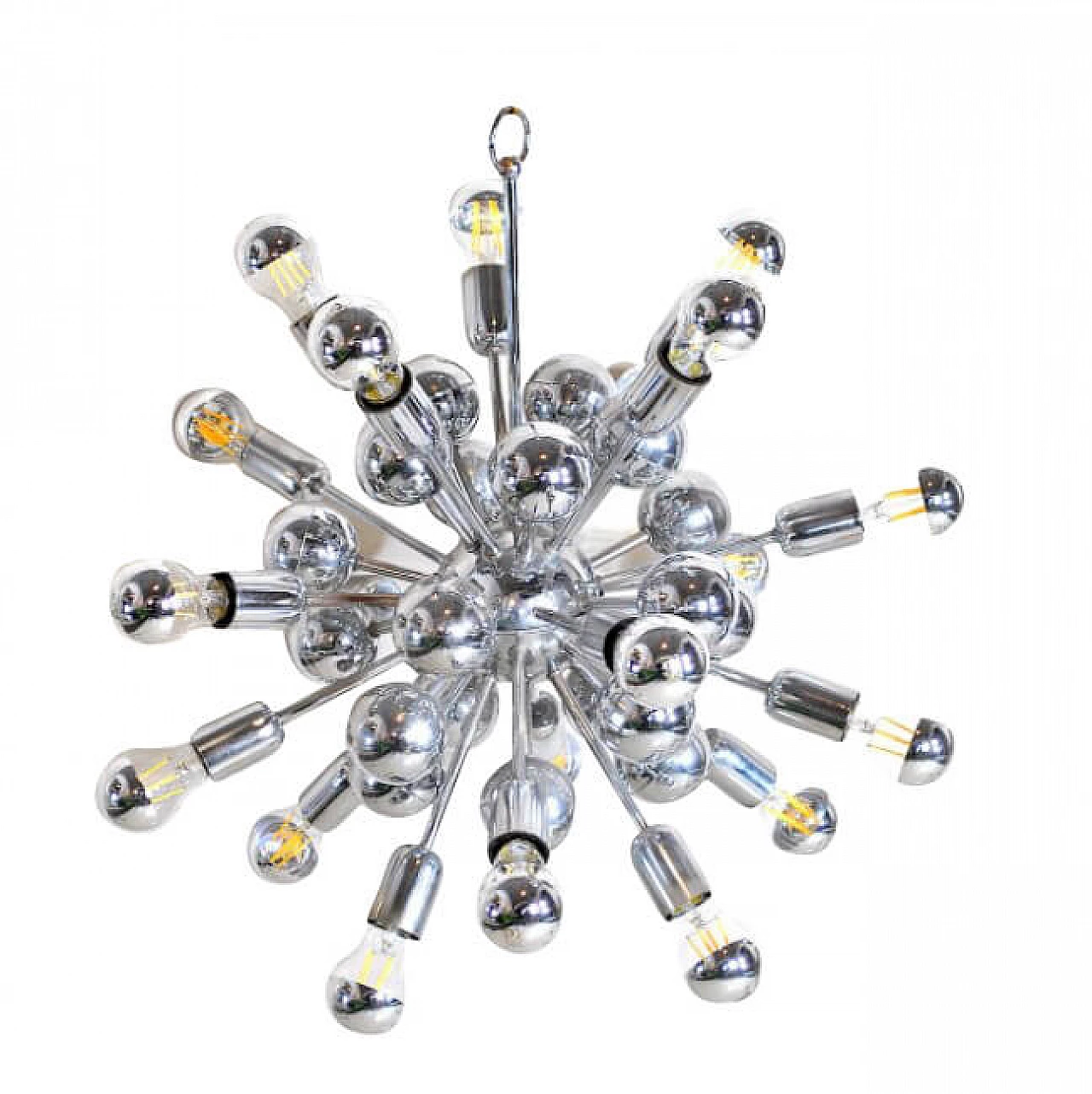 Lampadario Sputnik in acciaio cromato di Reggiani, anni '60 1214253
