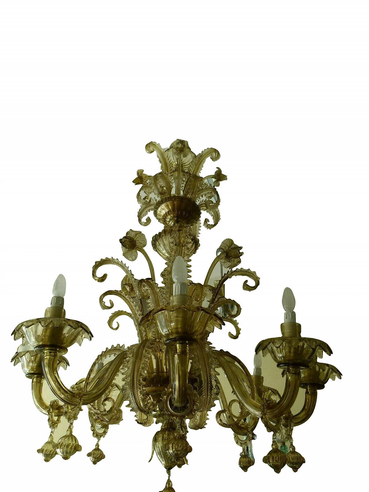 Lampadario in vetro di Murano di Cesare Toso, anni '40 1214284