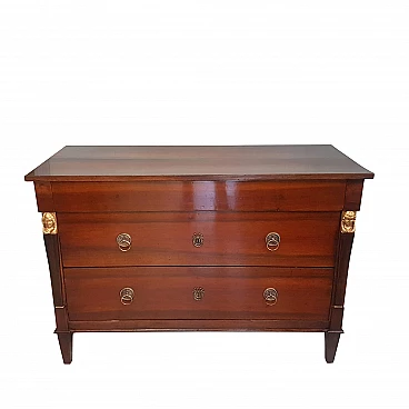 Empire walnut chest of drawers, early 19th century