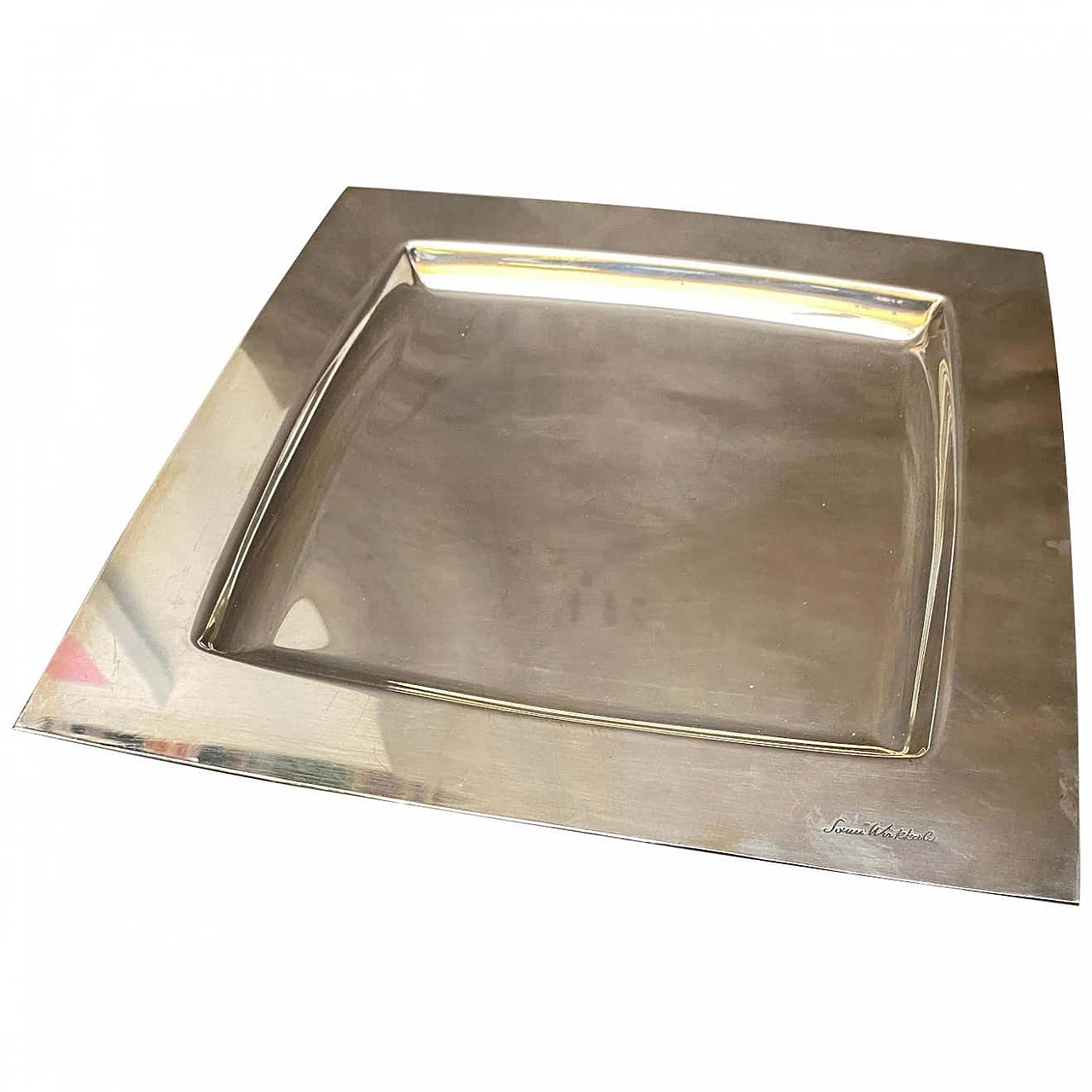Silver plated square tray by Sami Wirkkala for Cleto Munari, 80s 1214679