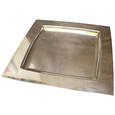 Silver plated square tray by Sami Wirkkala for Cleto Munari, 80s