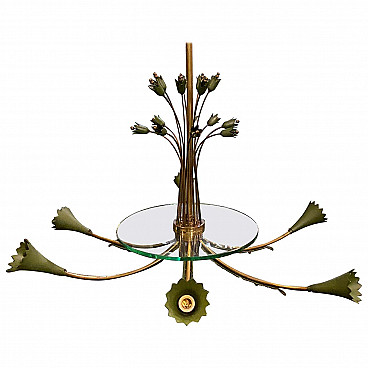 Chandelier in brass and glass in the manner of Pietro Chiesa, 50s