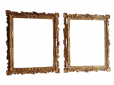 Pair of Baroque style frames in wood and gilded plaster, 30s