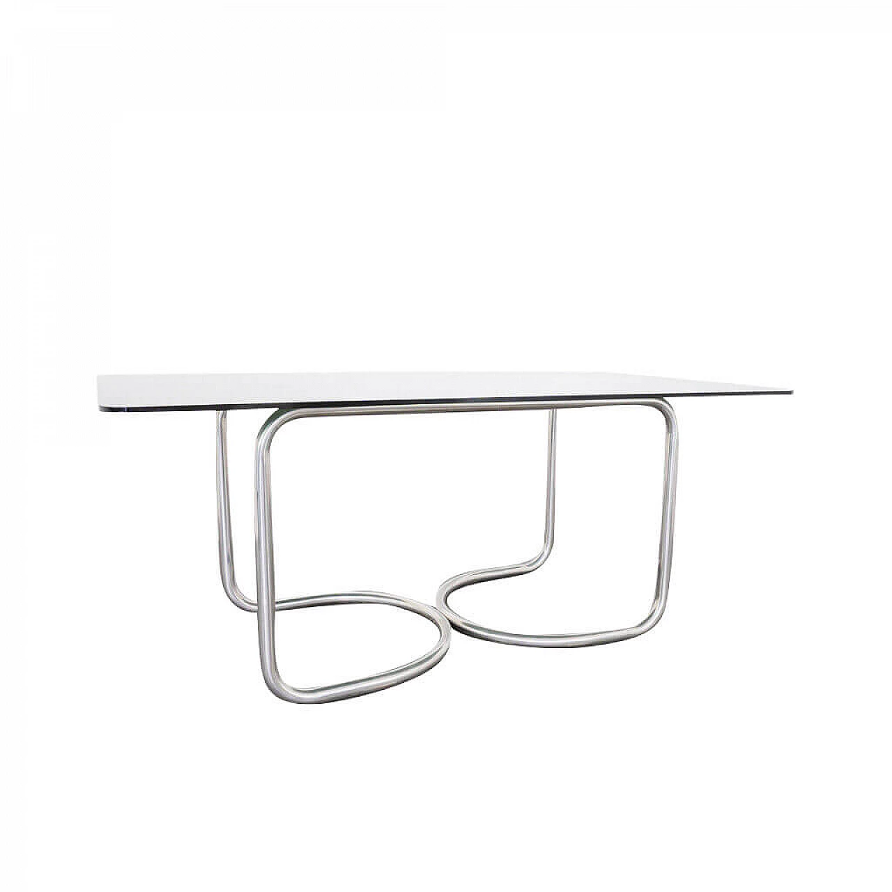 Rectangular dining table in steel and smoked glass, 70s 1214881