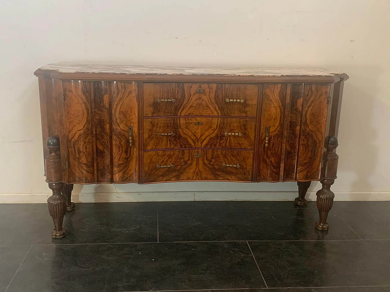 Credenza Art Deco in palissandro e pietra medicea, anni '30 1215104