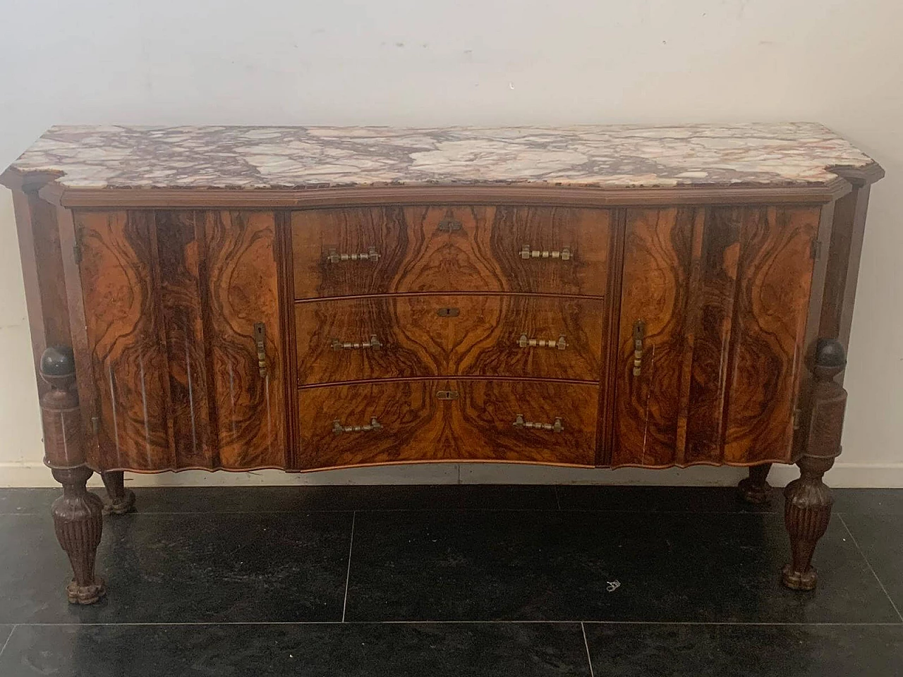 Credenza Art Deco in palissandro e pietra medicea, anni '30 1215106