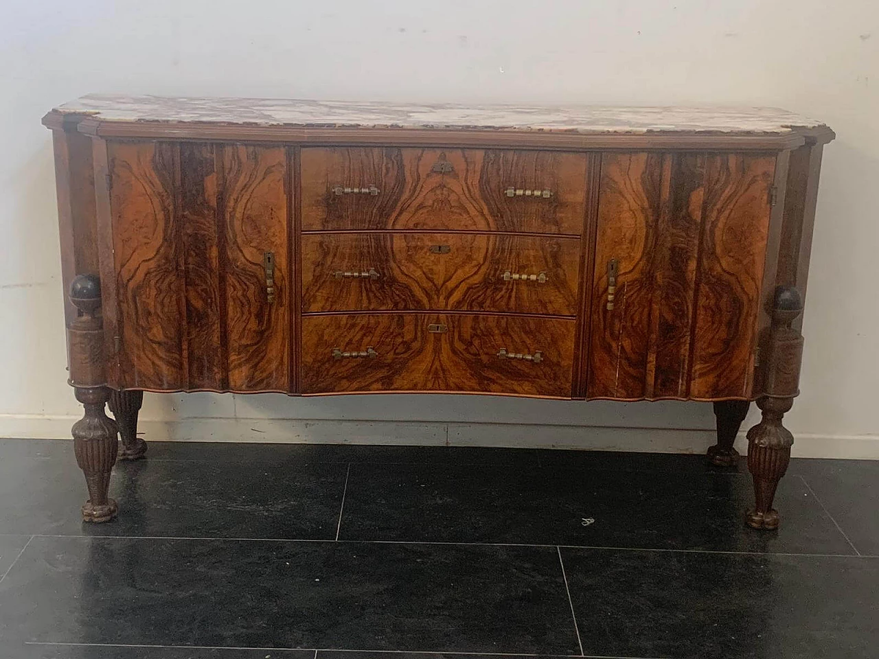Credenza Art Deco in palissandro e pietra medicea, anni '30 1215107