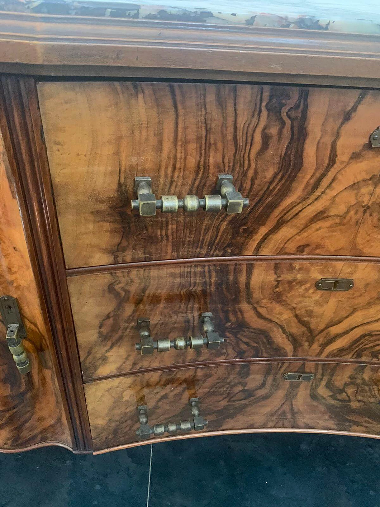 Credenza Art Deco in palissandro e pietra medicea, anni '30 1215111