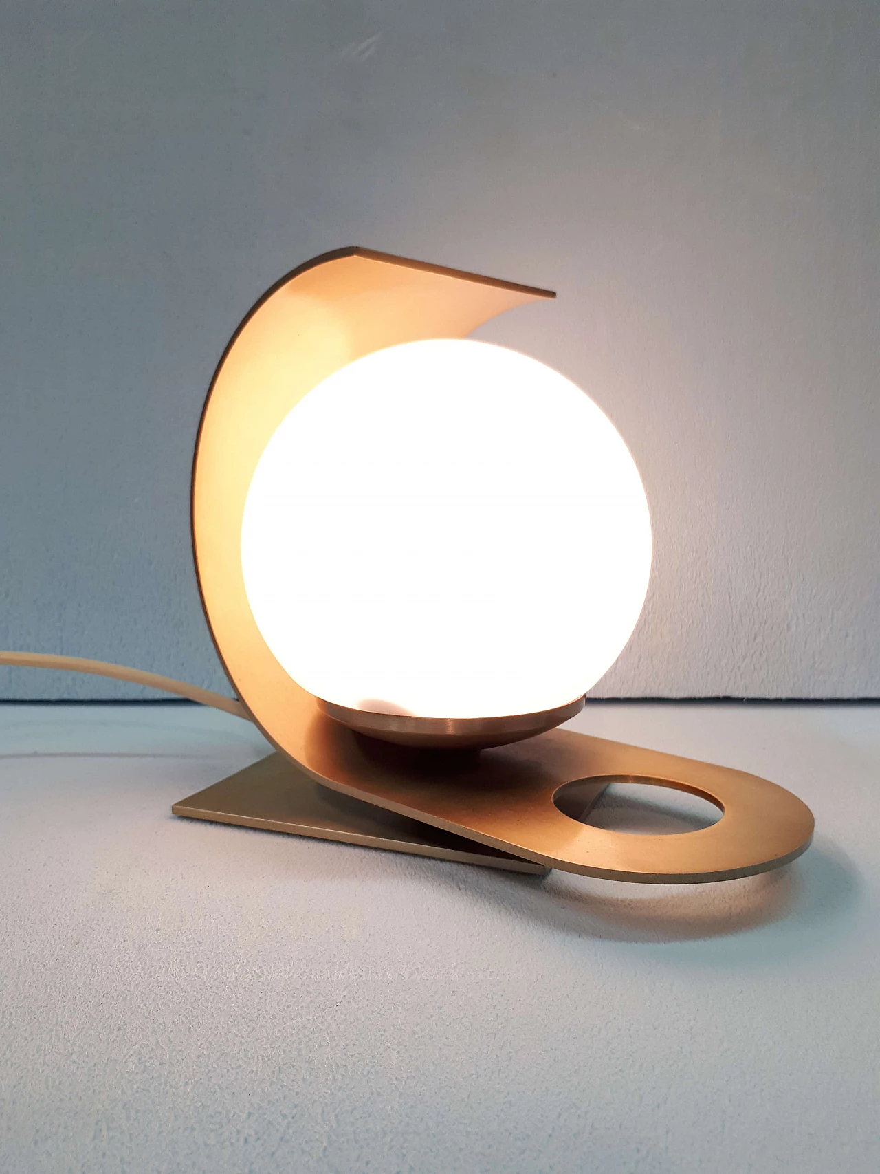 Pair of table lamps in satin-finish aluminium by Pia Guidetti Crippa for Lumi, 70s 1215210