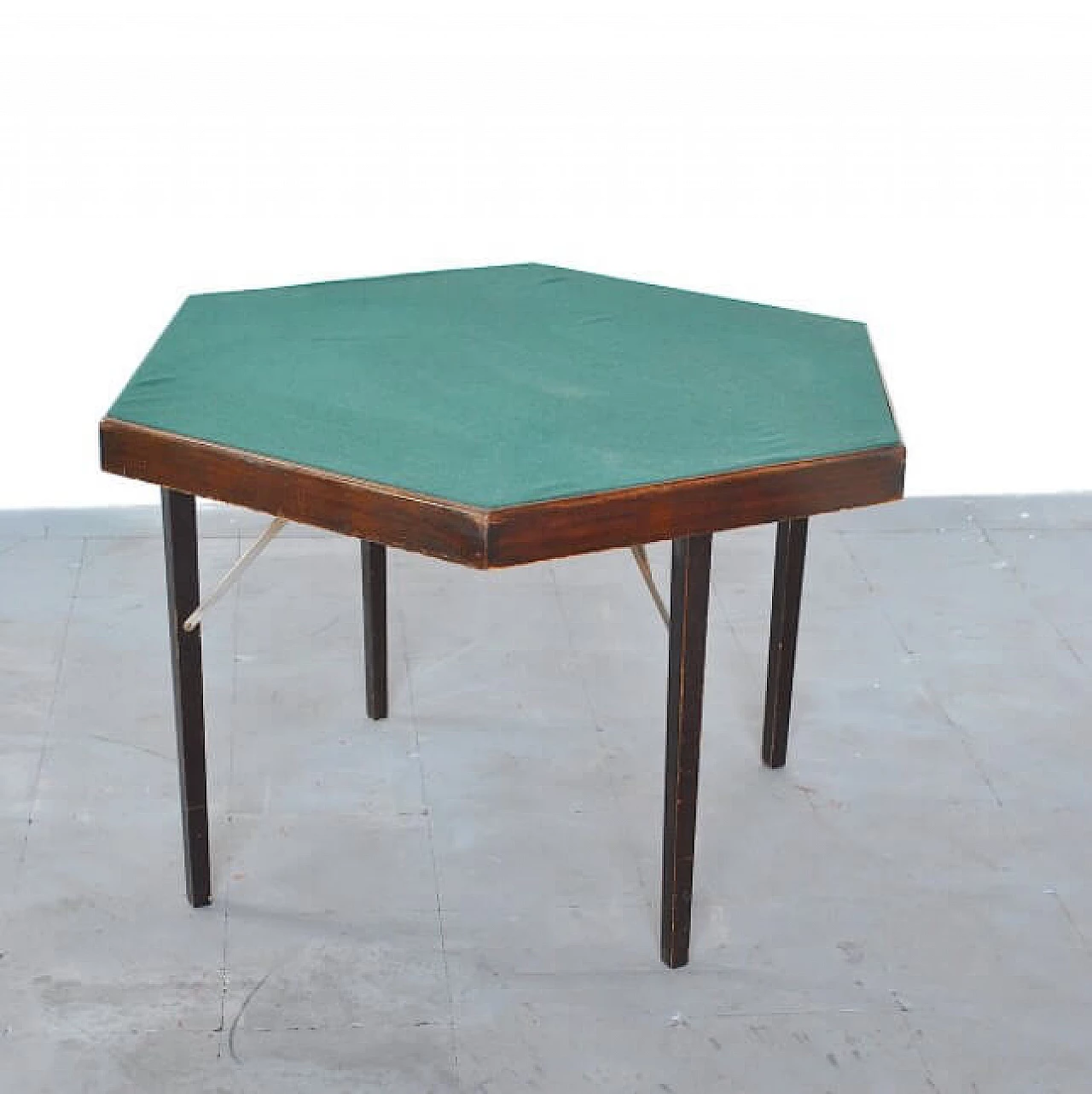 Tavolo da gioco pieghevole esagonale di Fratelli Zari Milano, anni '50 1215707