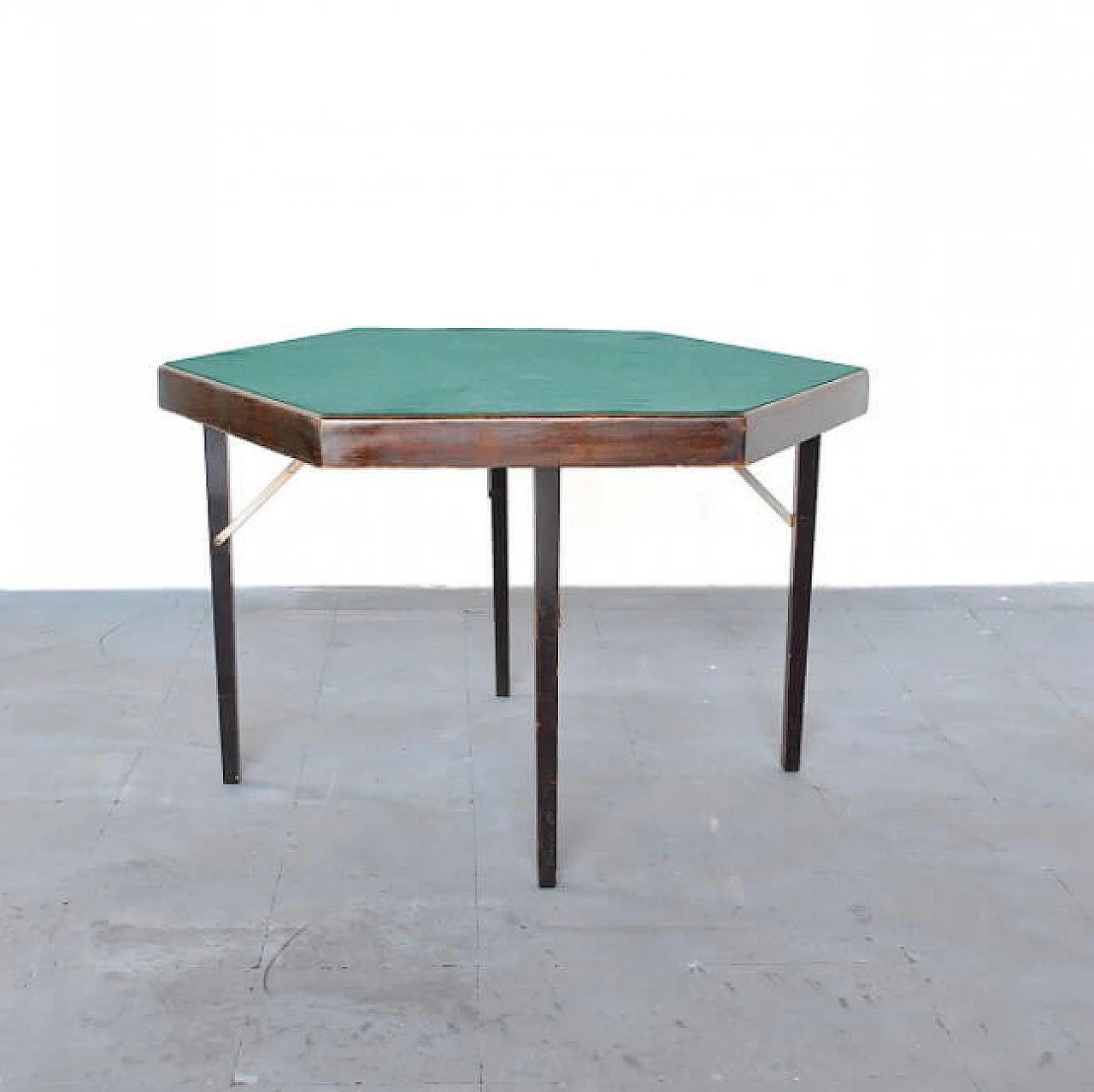 Tavolo da gioco pieghevole esagonale di Fratelli Zari Milano, anni '50 1215708