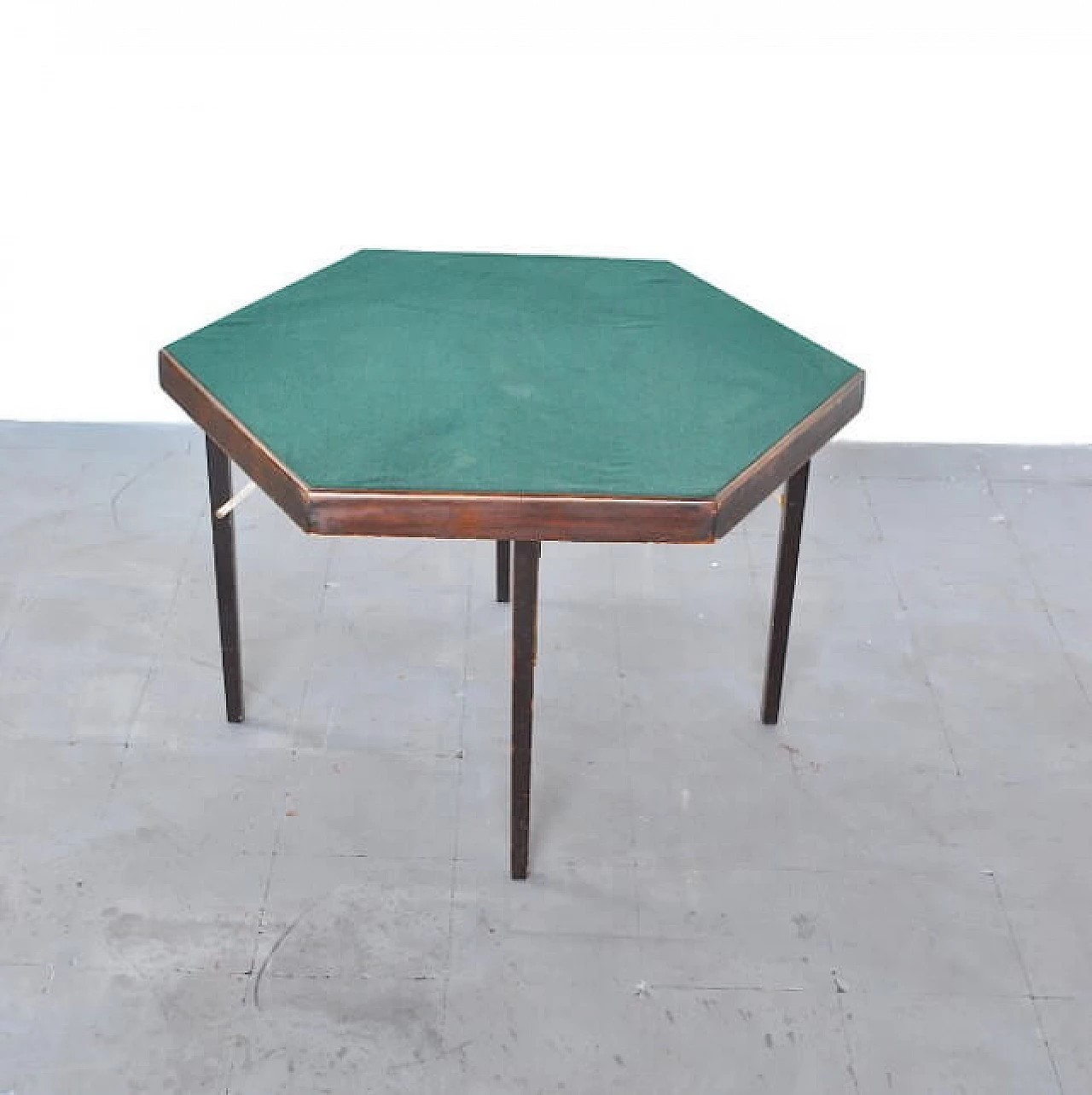 Tavolo da gioco pieghevole esagonale di Fratelli Zari Milano, anni '50 1215711