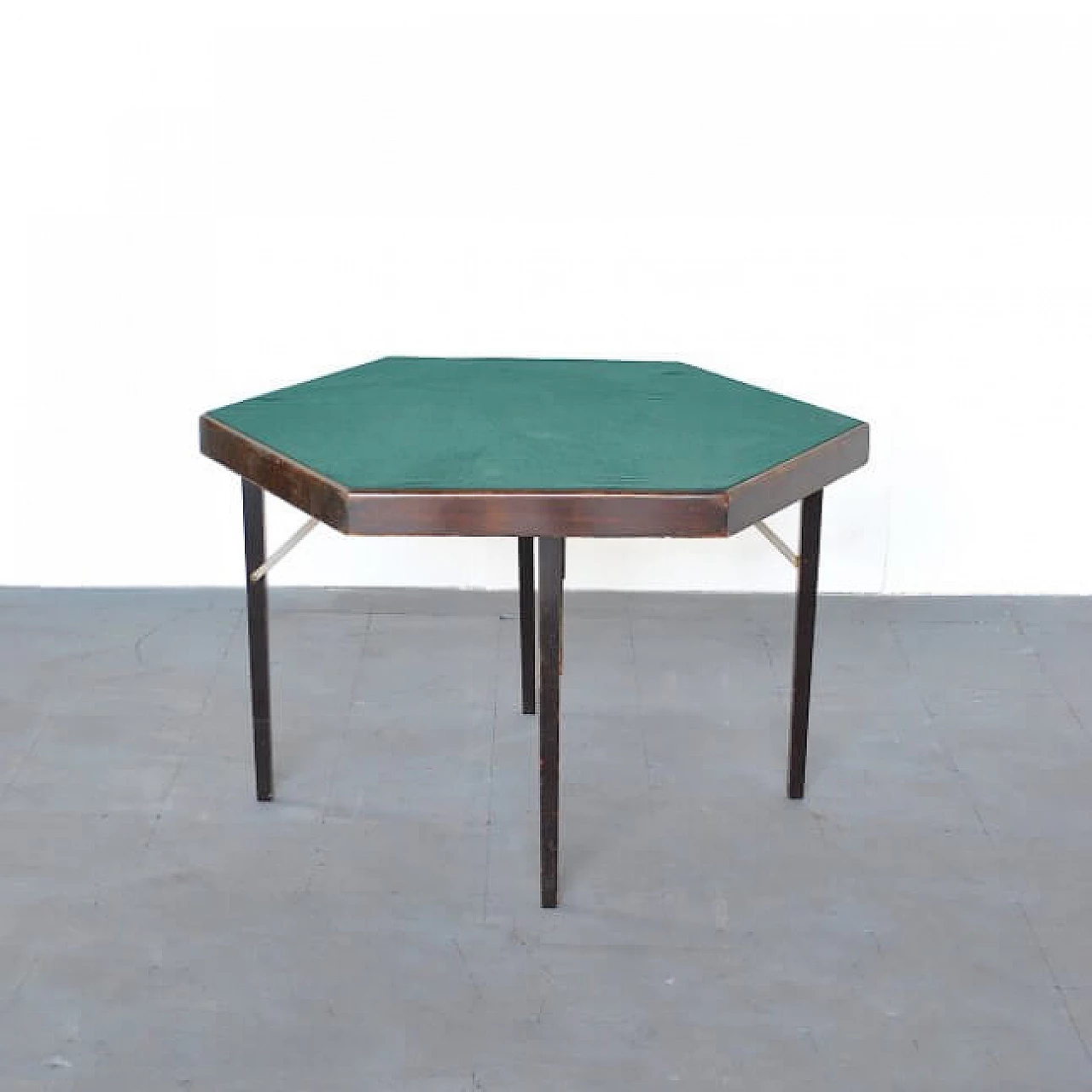 Tavolo da gioco pieghevole esagonale di Fratelli Zari Milano, anni '50 1215715