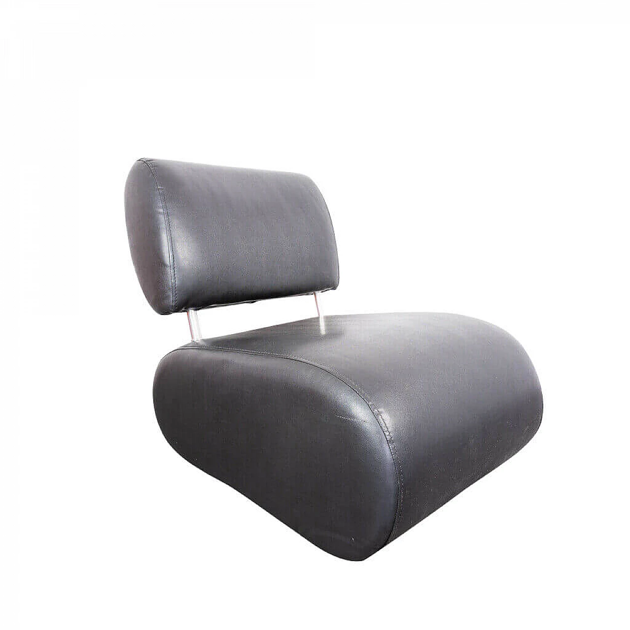 Relax armchair in black leatherette Italian design, 80s 1215953