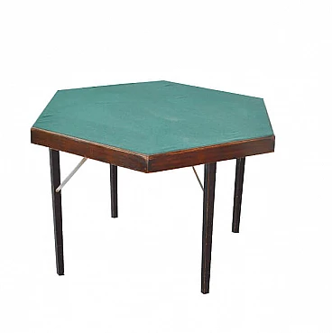 Tavolo da gioco pieghevole esagonale di Fratelli Zari Milano, anni '50