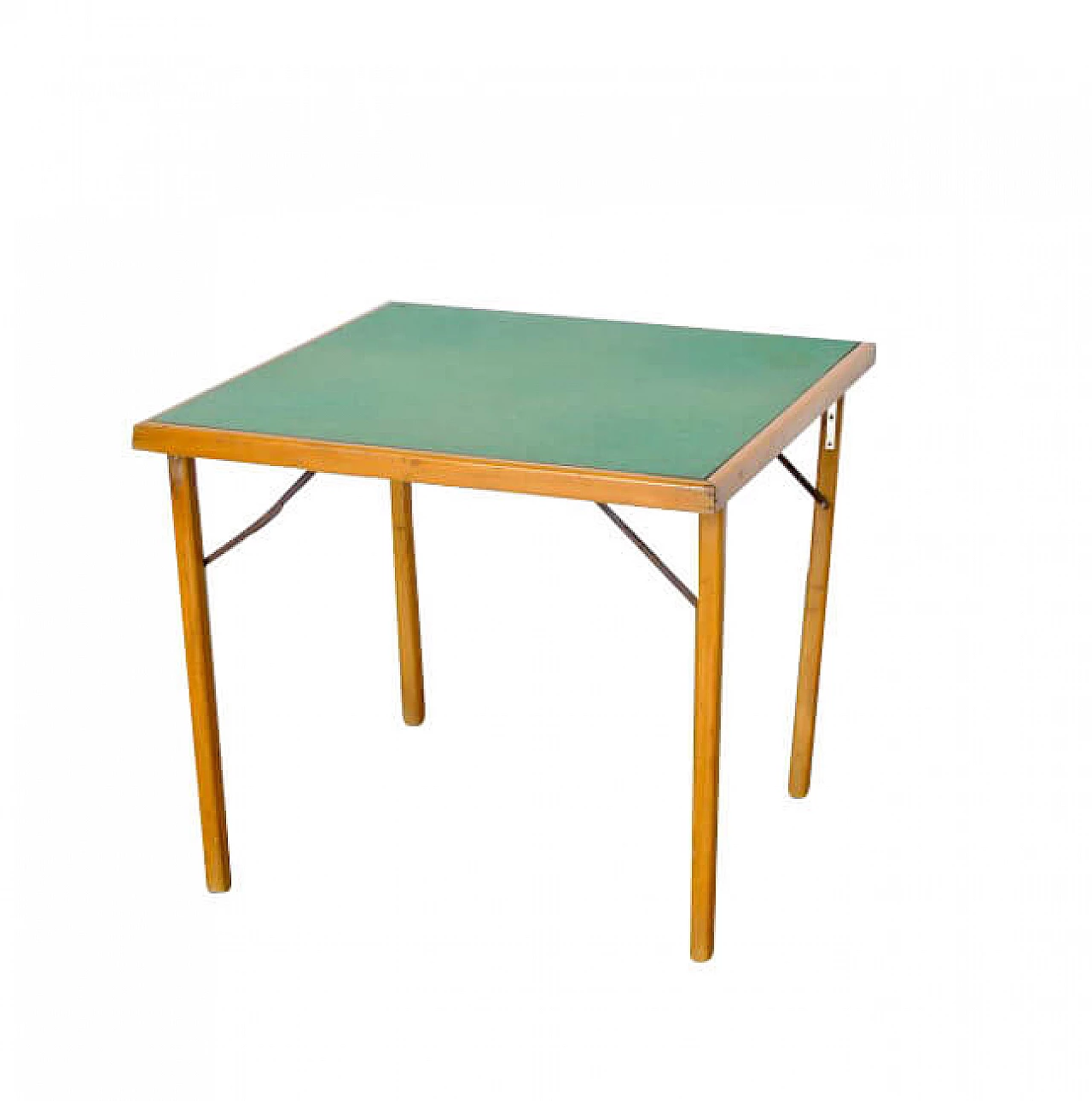 Tavolo da gioco in legno e tessuto, anni '60 1216282