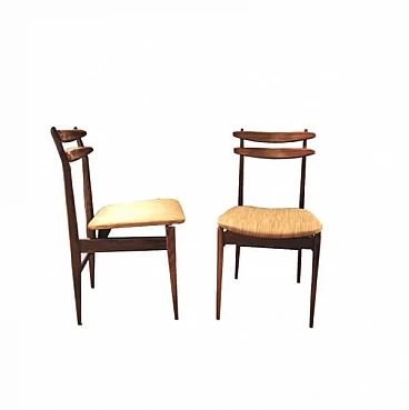 4 Chairs in wood and fabric by AMMA Studio, 60s