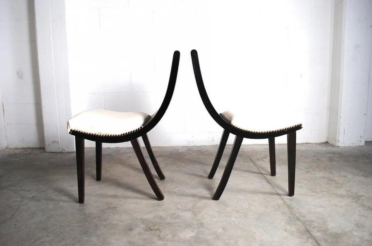 6 Art Deco chairs in bentwood and leather, 70s 1216670