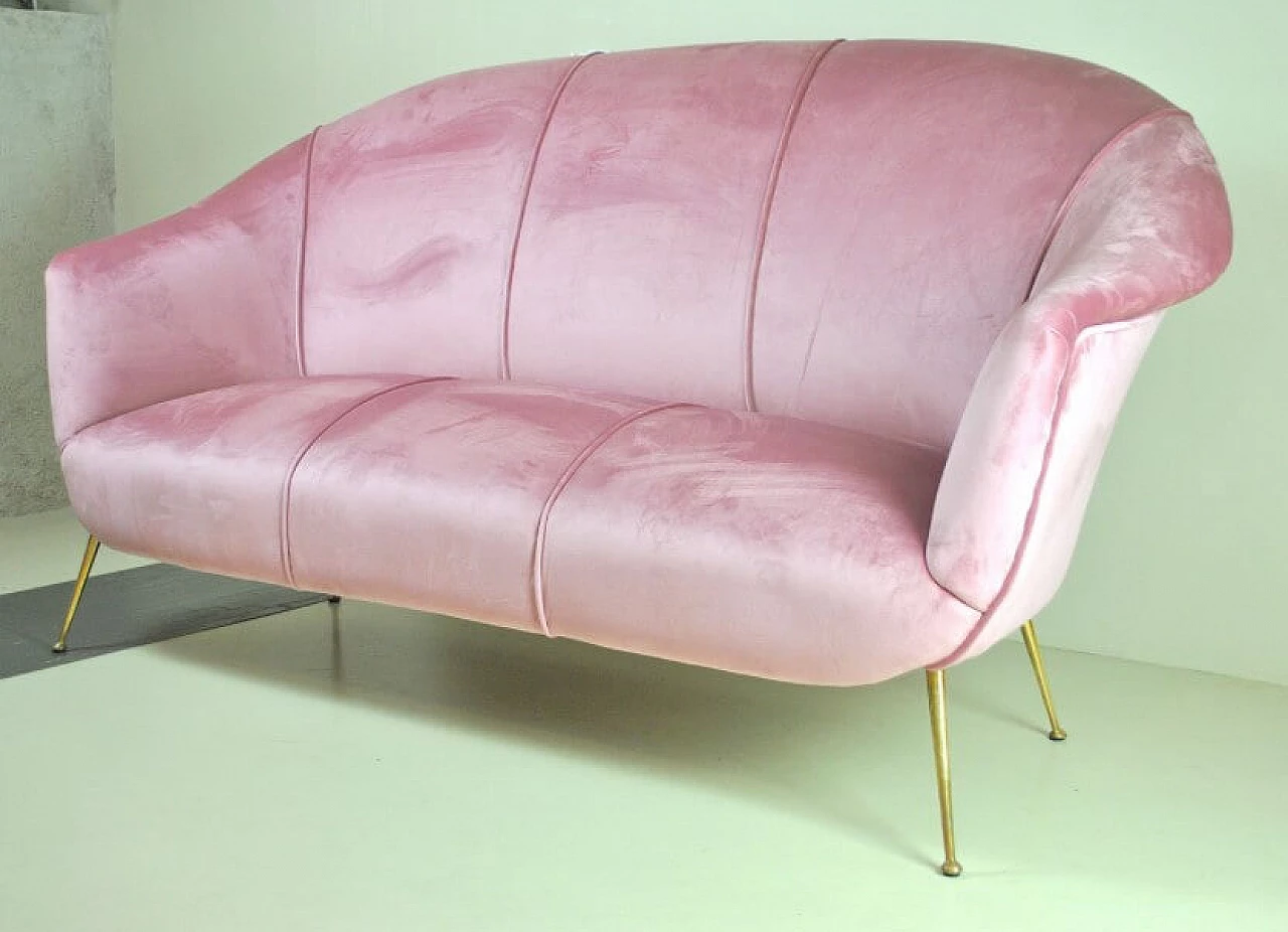 Pink velvet sofa by Guglielmo Veronesi, 1950s 1216700