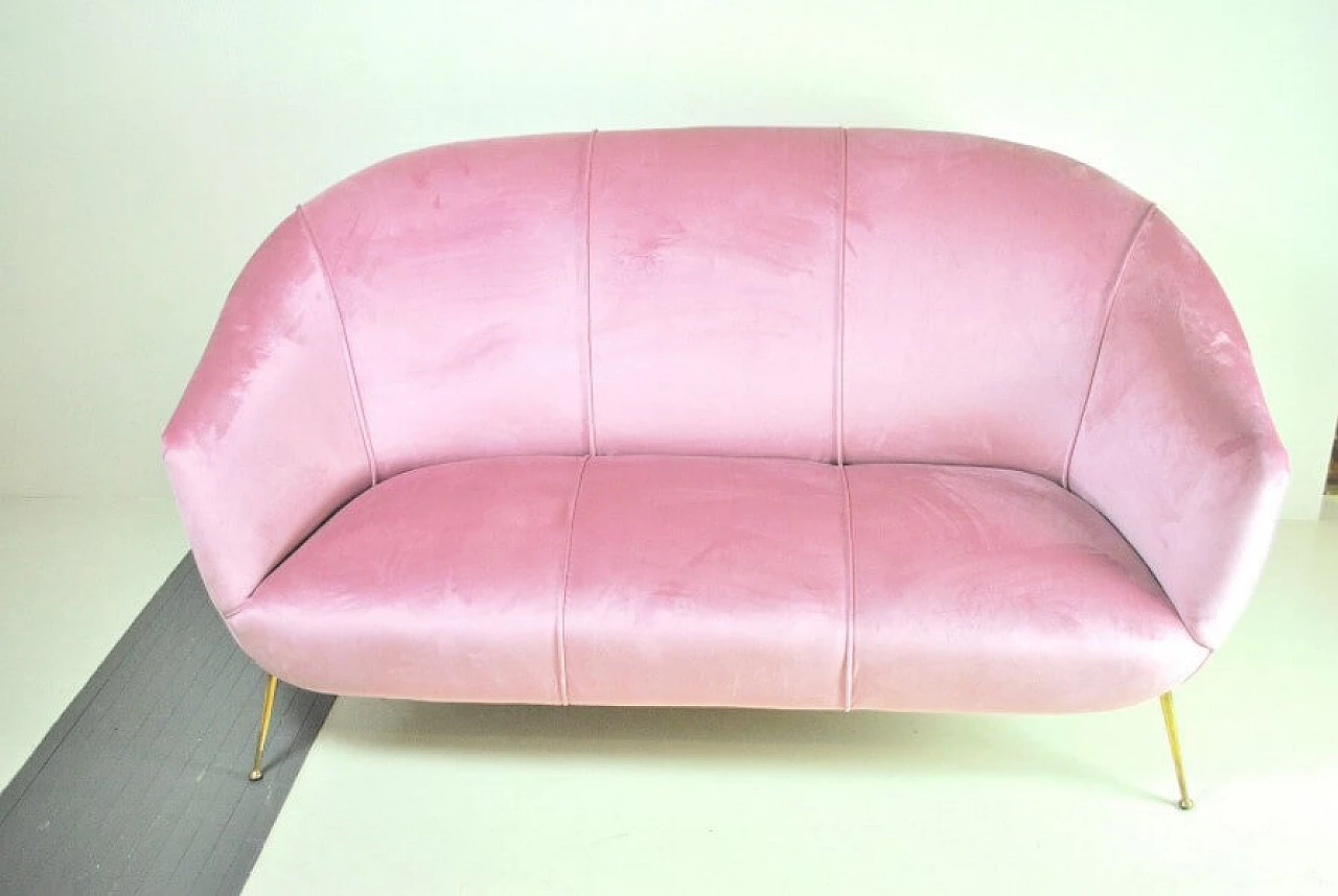Pink velvet sofa by Guglielmo Veronesi, 1950s 1216703