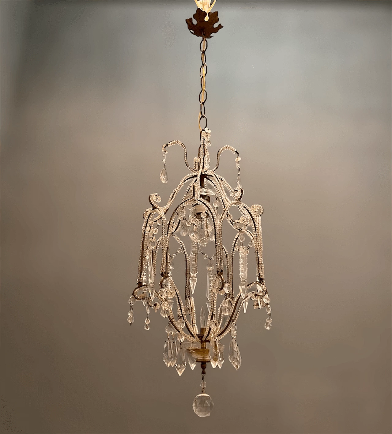 Crystal beaded chandelier, 50s 1217050
