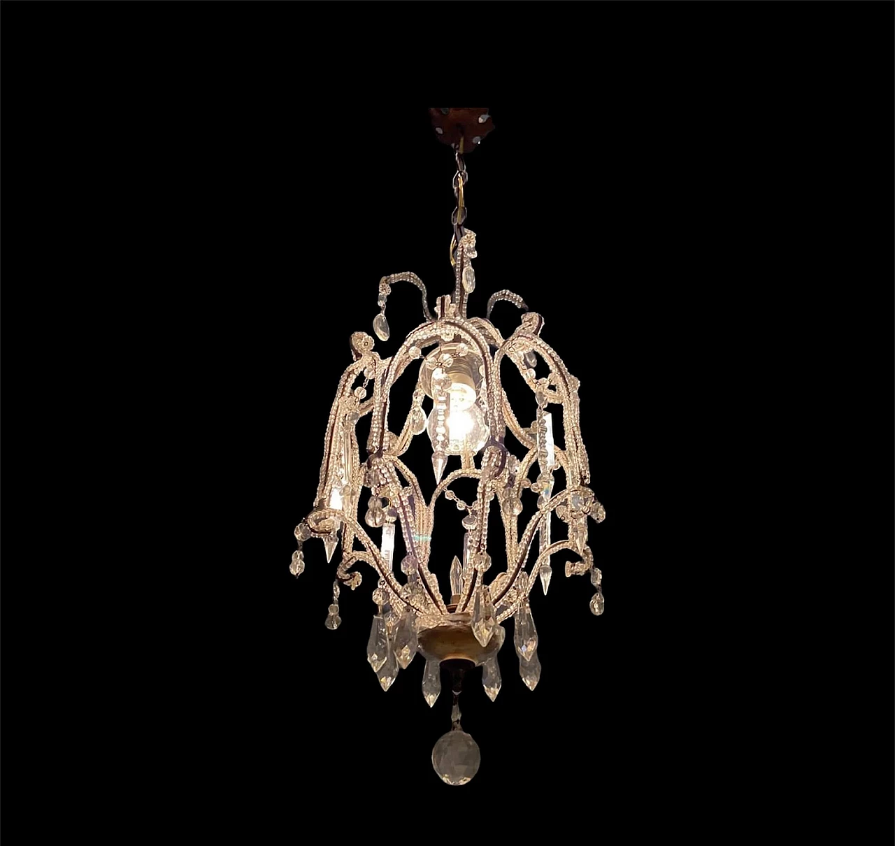 Crystal beaded chandelier, 50s 1217051