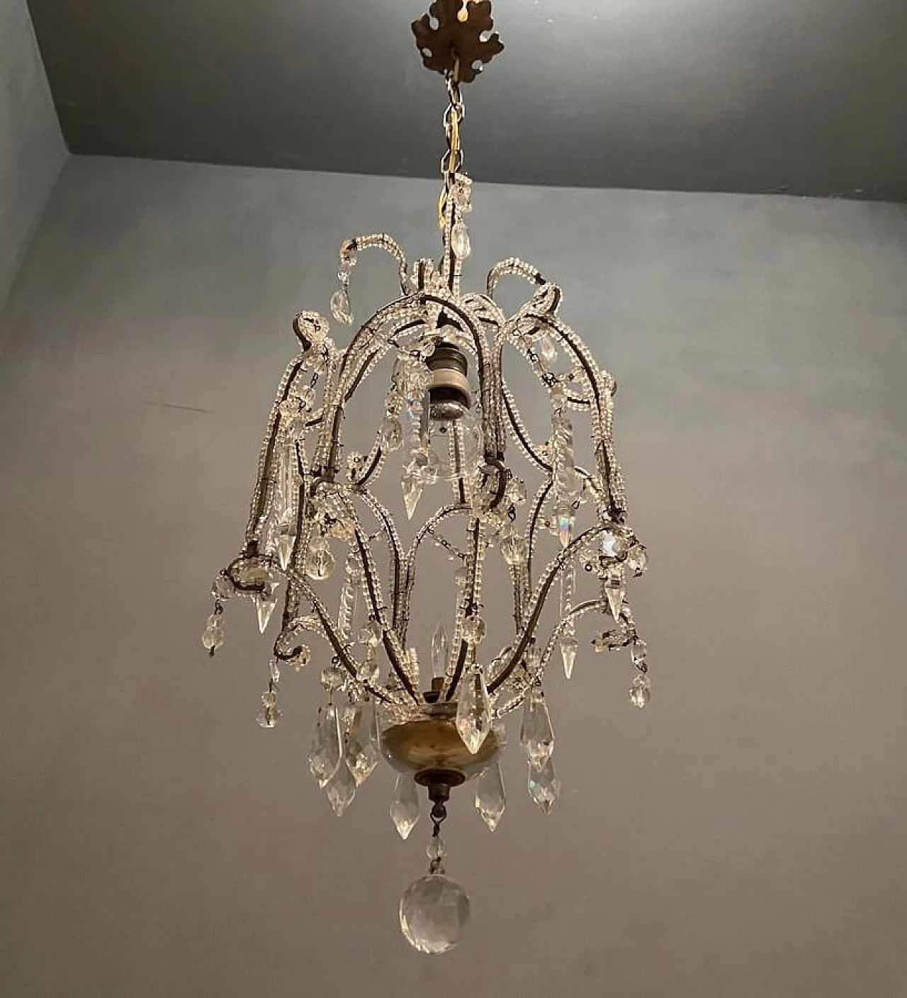 Crystal beaded chandelier, 50s 1217052