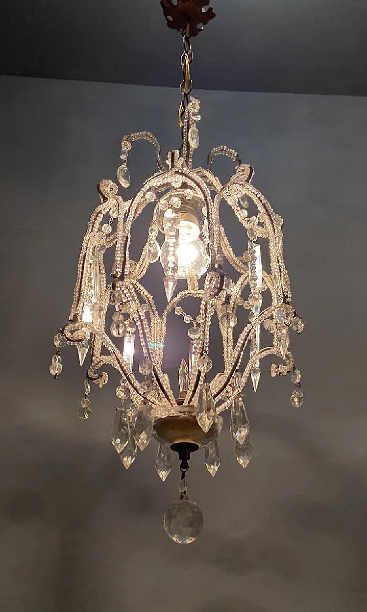 Crystal beaded chandelier, 50s 1217061