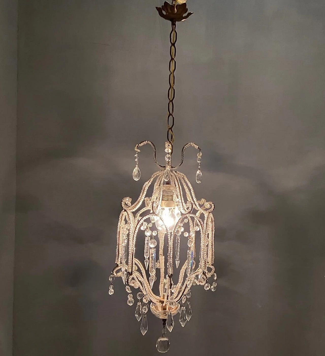 Crystal beaded chandelier, 50s 1217063