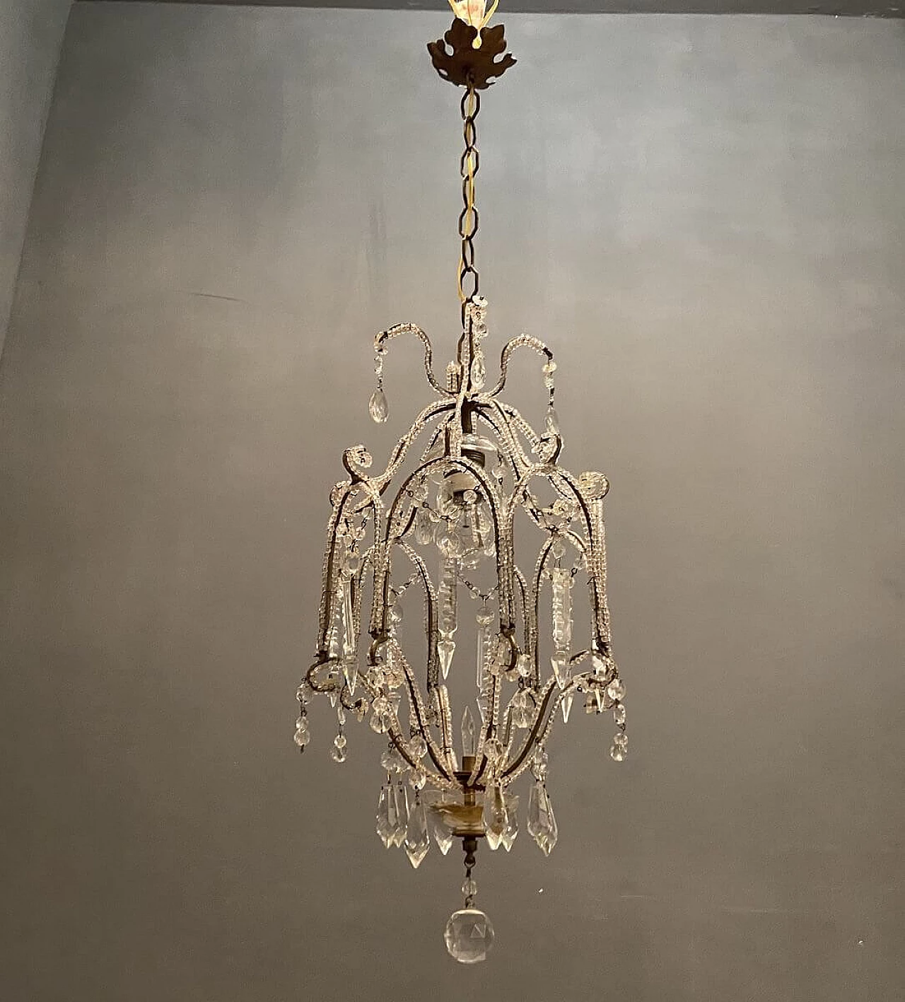 Crystal beaded chandelier, 50s 1217065