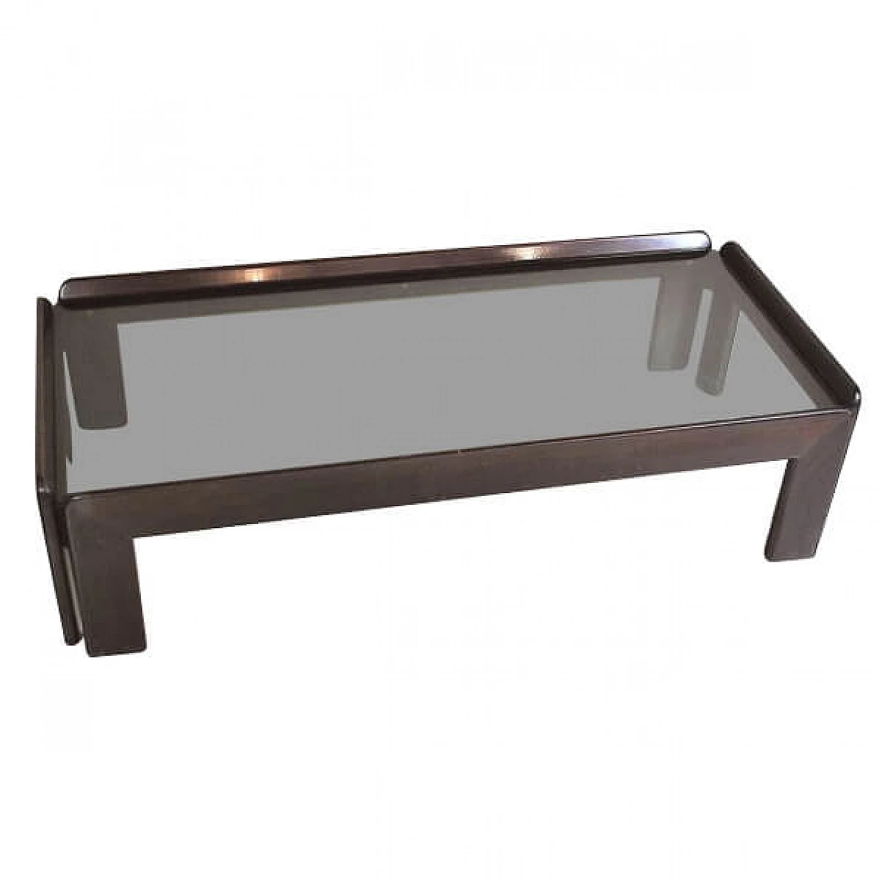 Coffee table in wood and smoked glass by Afra Scarpa, 60s 1217150
