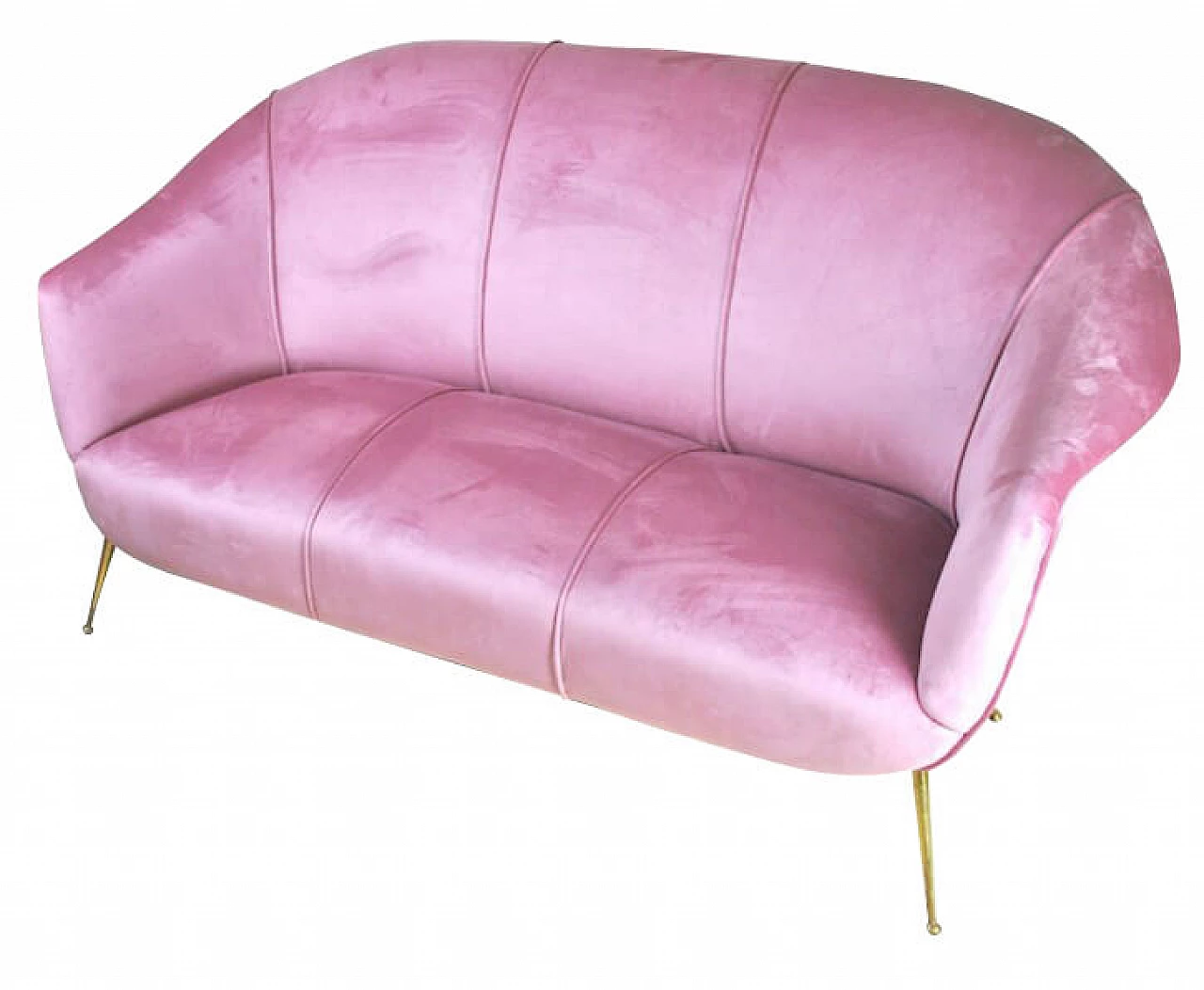 Pink velvet sofa by Guglielmo Veronesi, 1950s 1217154