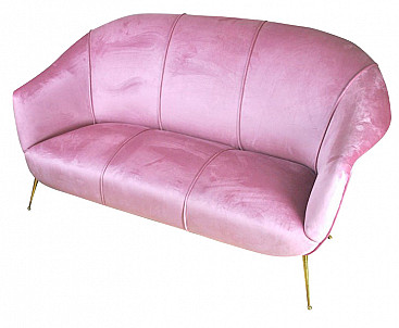 Pink velvet sofa by Guglielmo Veronesi, 1950s