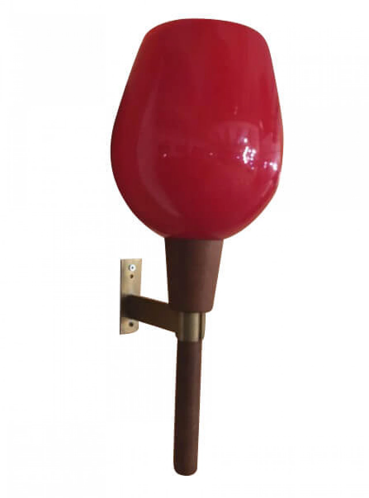 Chalice-shaped wall lamp in colored opaline glass and wood by Vistosi, 60s 1217161