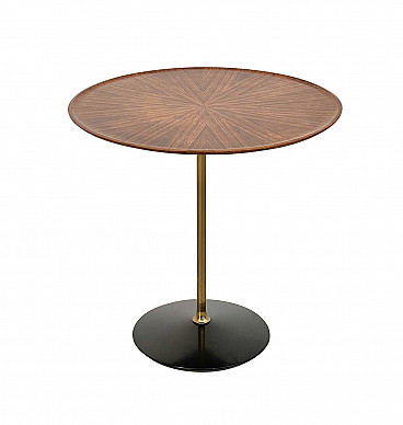 Coffee table in wood and brass with marble base by Osvaldo Borsani for Tecno, 50s