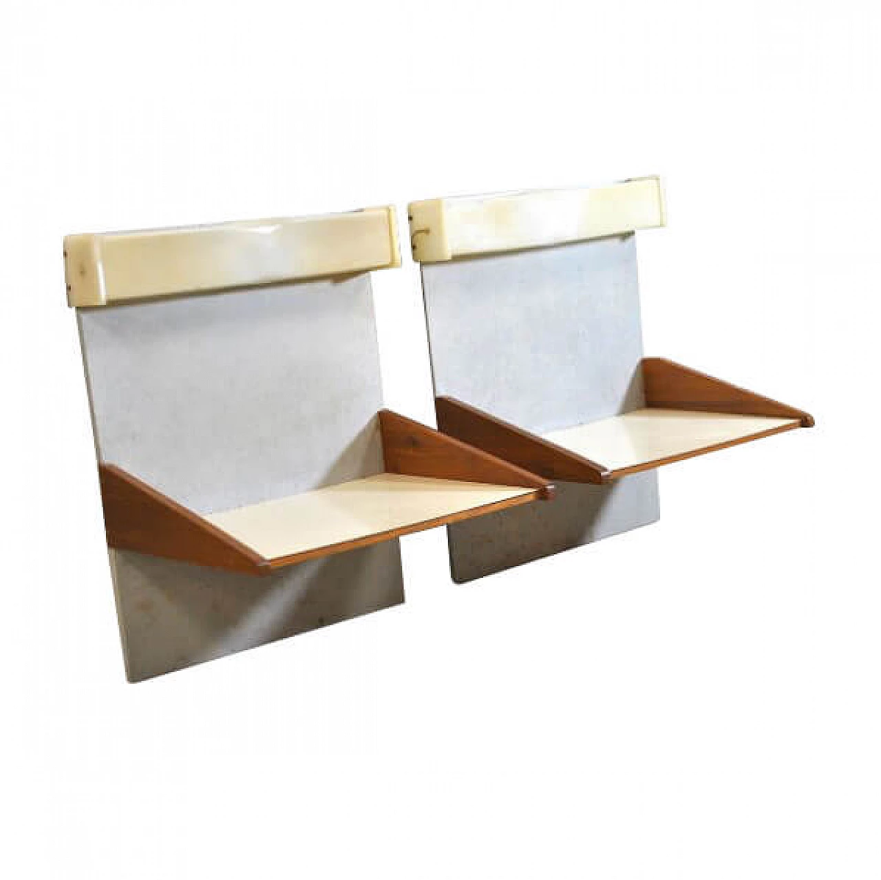 Pair of shelves in wood and perspex, 60s 1217223