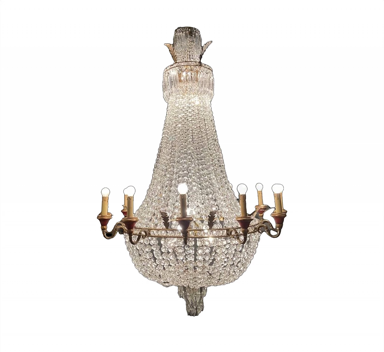 Imperial chandelier in bronze and crystal, 50s 1217227