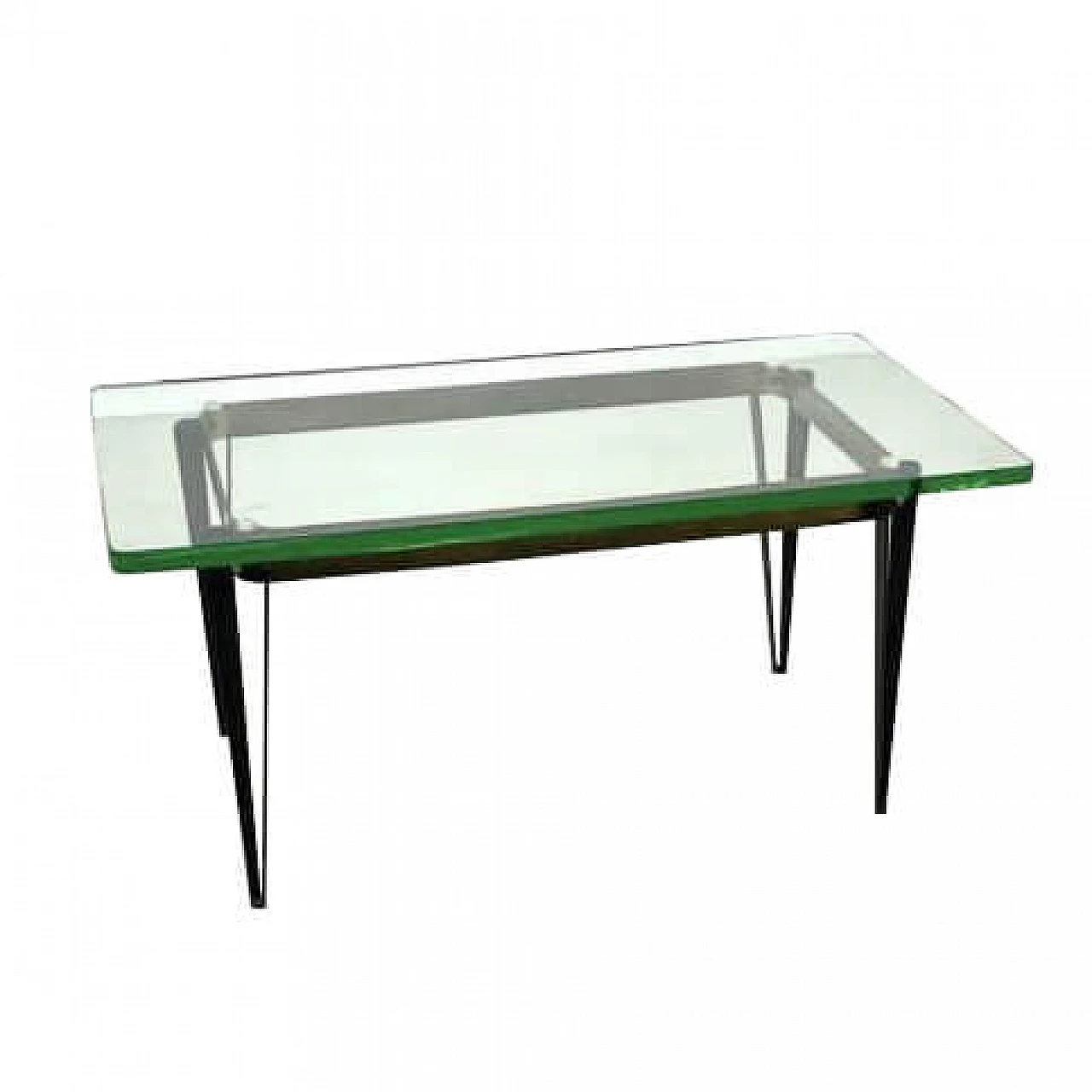 Coffee table in glass, painted metal and brass by Fontana Arte, 50s 1217229