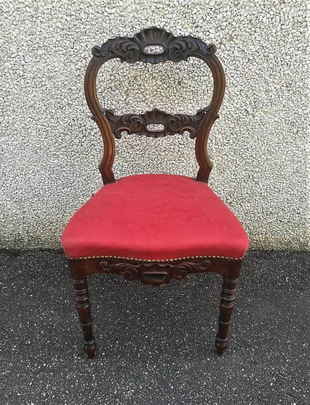4 Charles X chairs in walnut and fabric, 19th century 1217235