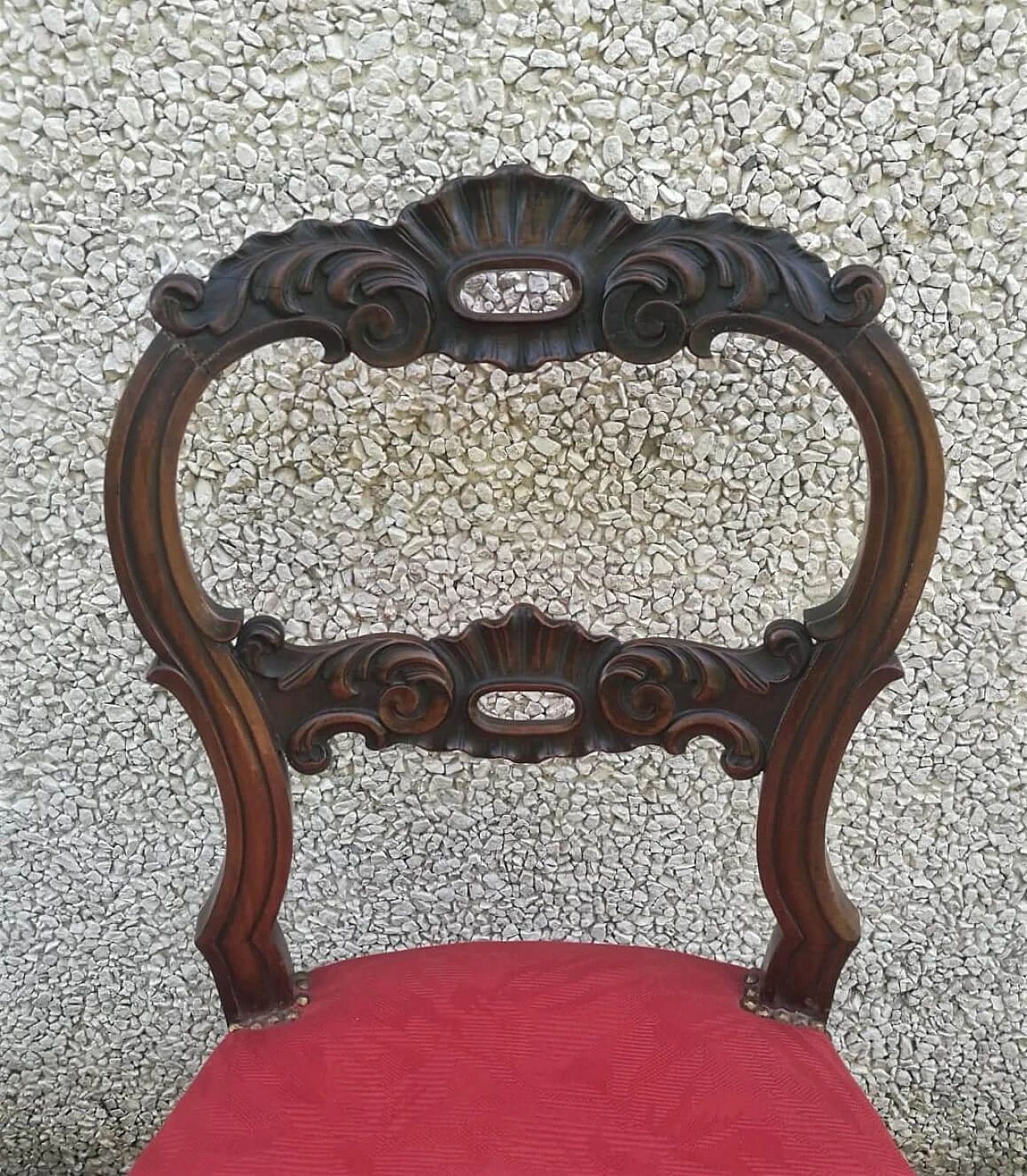 4 Charles X chairs in walnut and fabric, 19th century 1217237