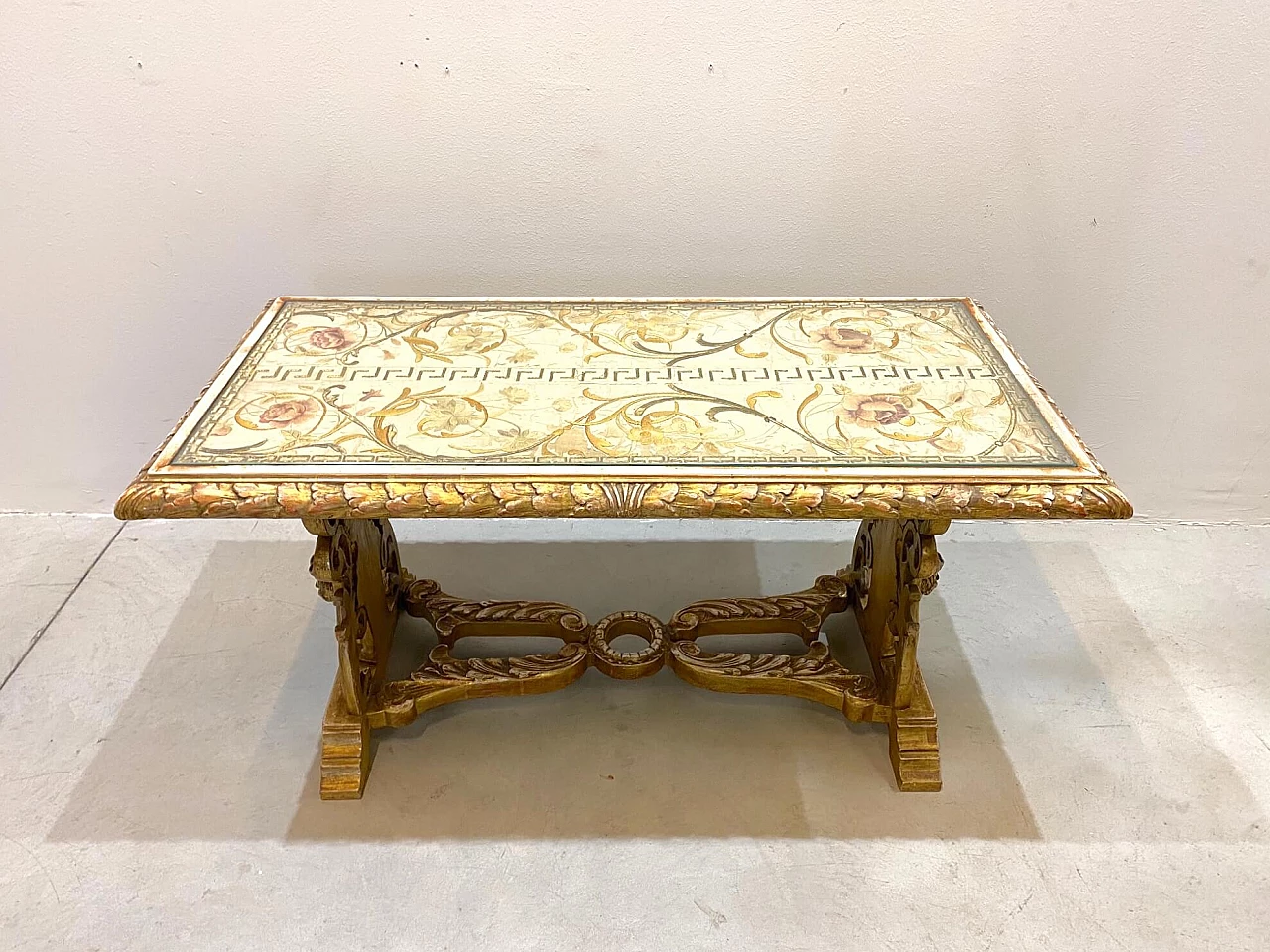 Antique style coffee table with silk top, 1940s 1217262