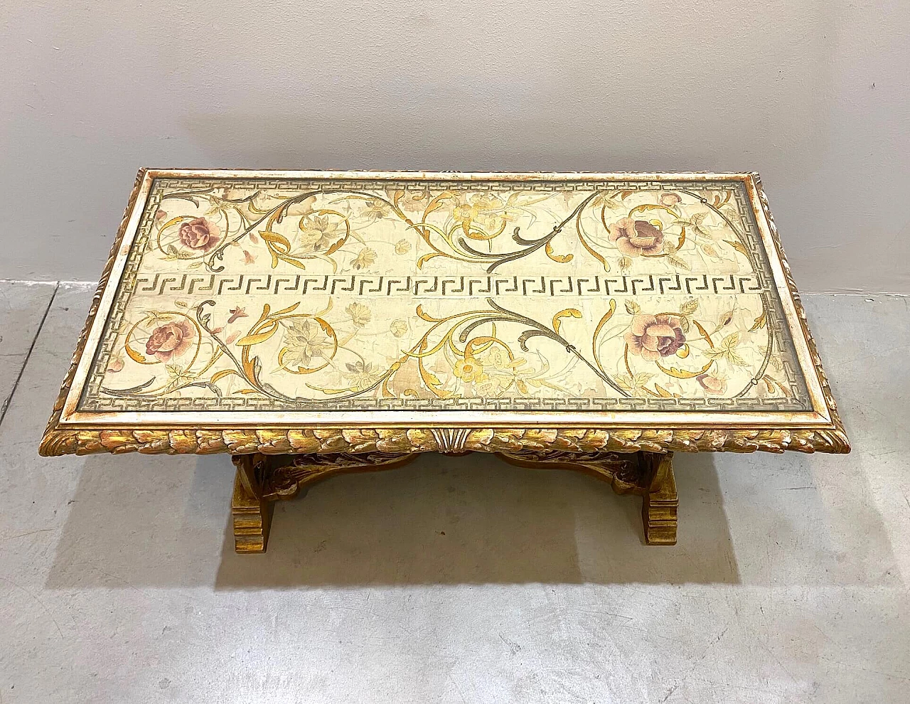 Antique style coffee table with silk top, 1940s 1217263