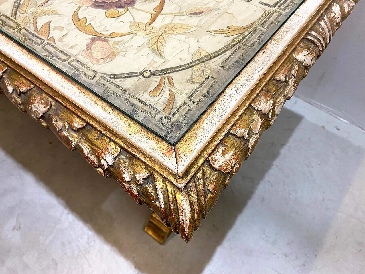 Antique style coffee table with silk top, 1940s 1217266