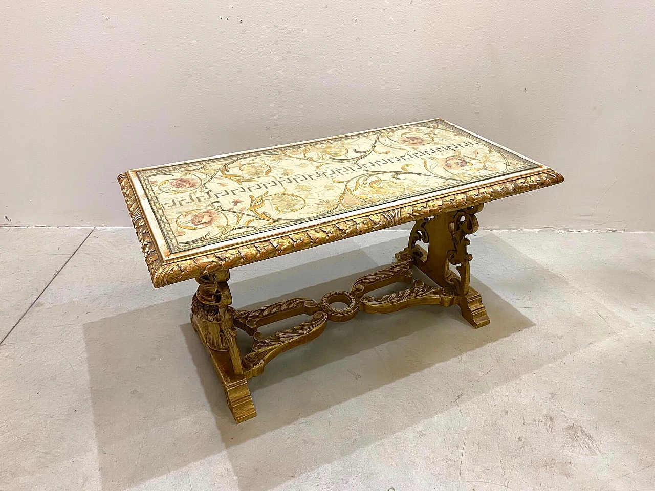 Antique style coffee table with silk top, 1940s 1217267