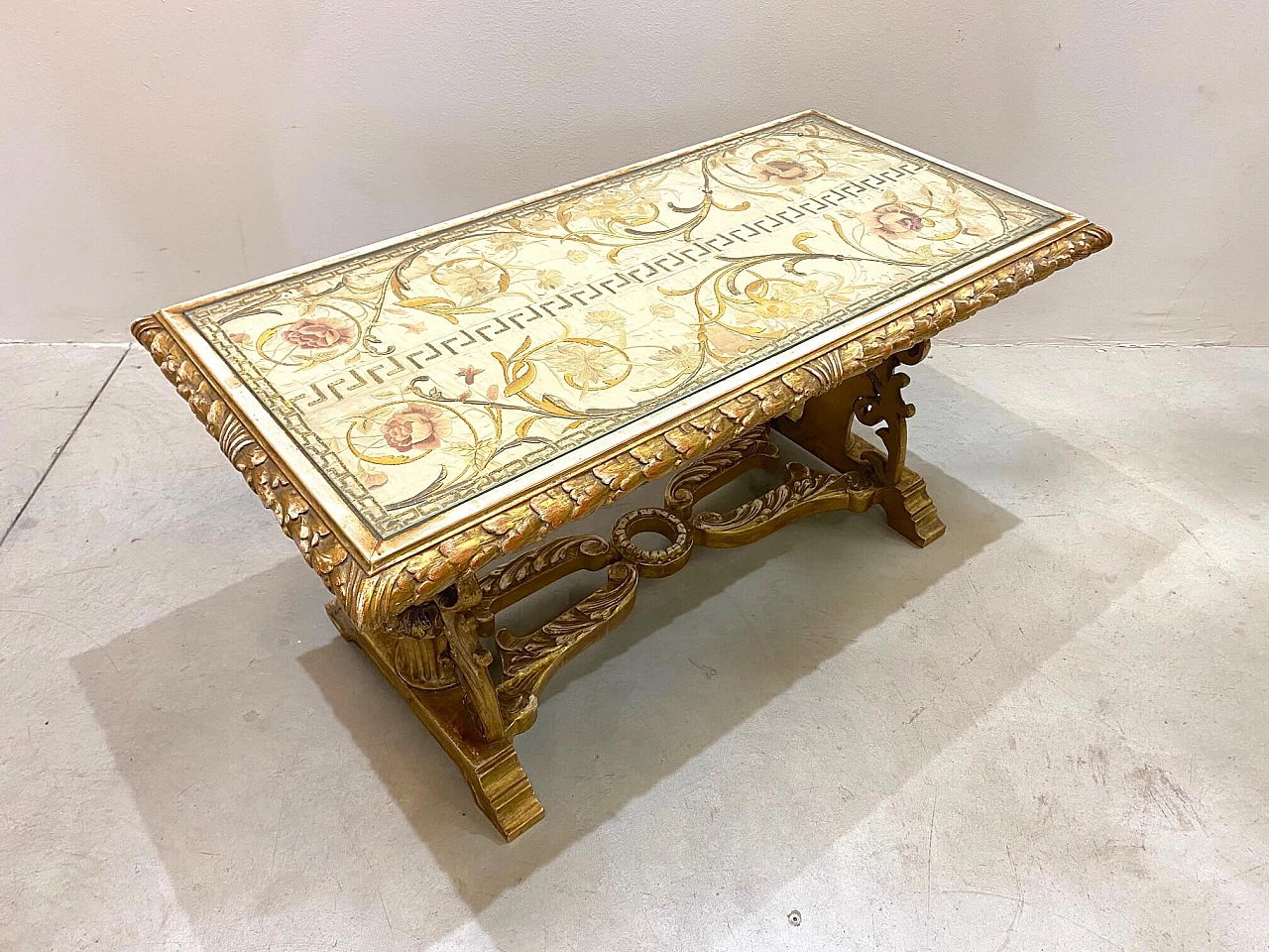 Antique style coffee table with silk top, 1940s 1217271
