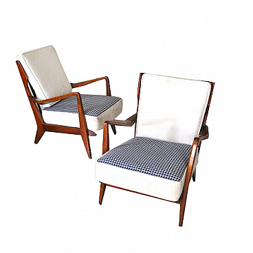Pair of armchairs 516 in cherry wood by Gio Ponti, 60s
